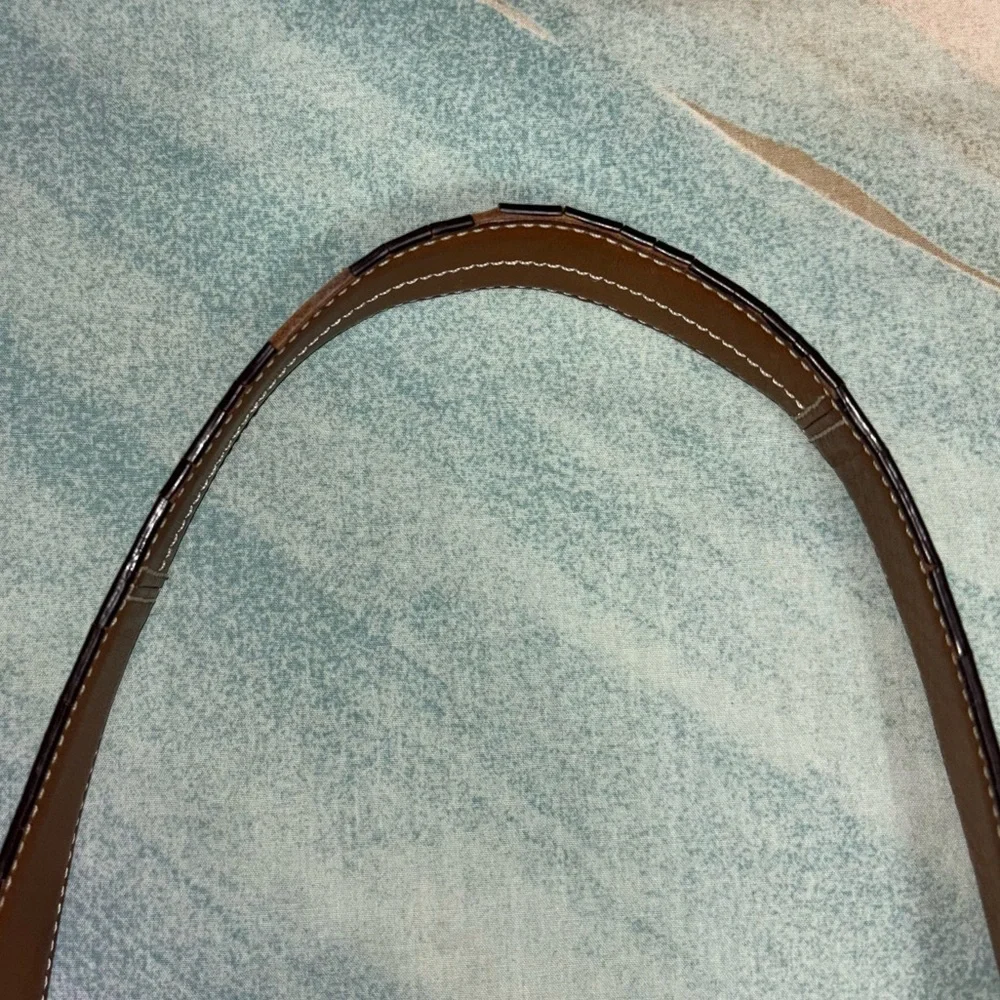 Coach Signature C Handbag with Caramel Brown Leather Strap & Bottom F10417
